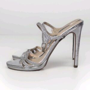 CHINESE LAUNDRY  "Be Alright" Silver Sparkly Strappy Heels  Women's Size 8.5